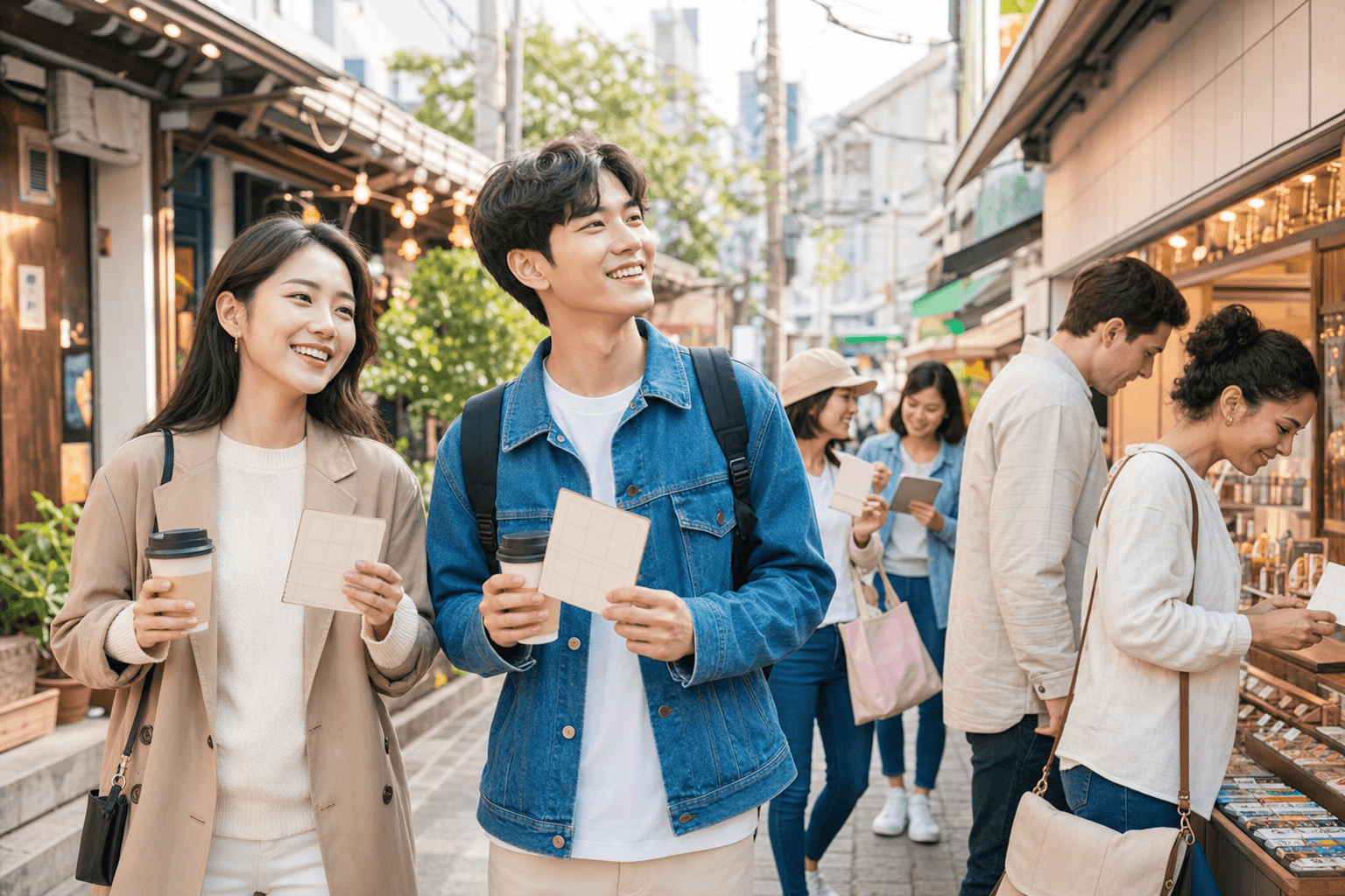 봉리단길을 즐기는 방문객들의 분위기